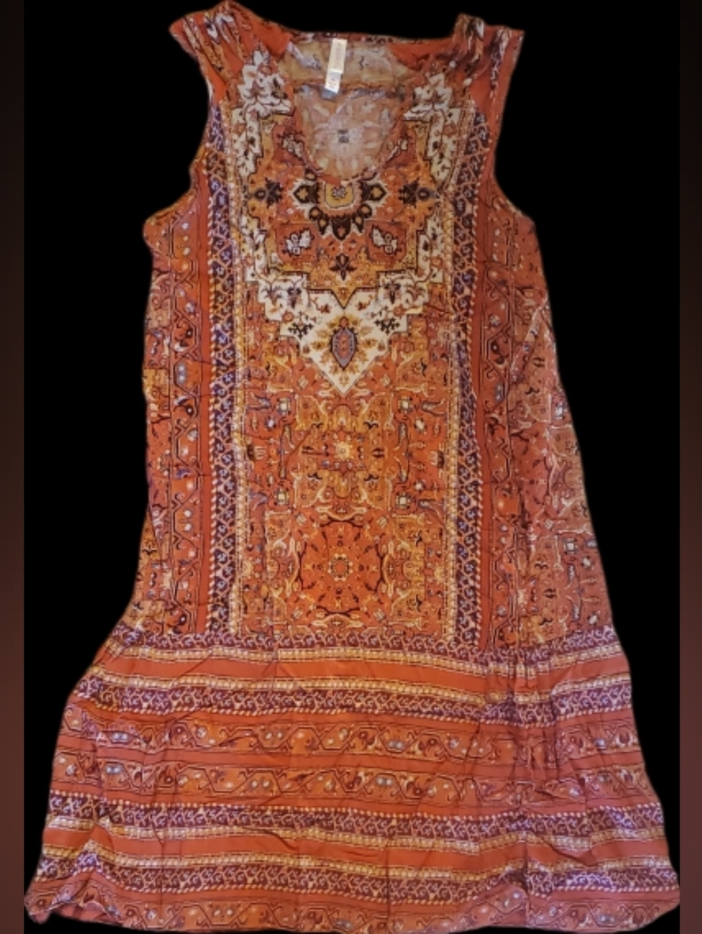 Xhilaration Orange Boho Printed Sleeveless Tank Dress